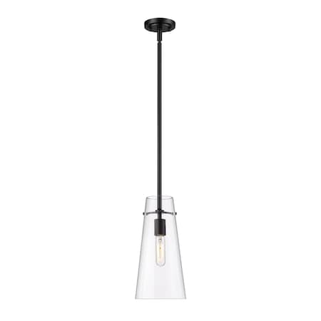 Z-Lite Kira Pendant, 1-Light, 6.5 In.W x 13 In.H, Matte Black/Clear 7508P-ROD-MB
